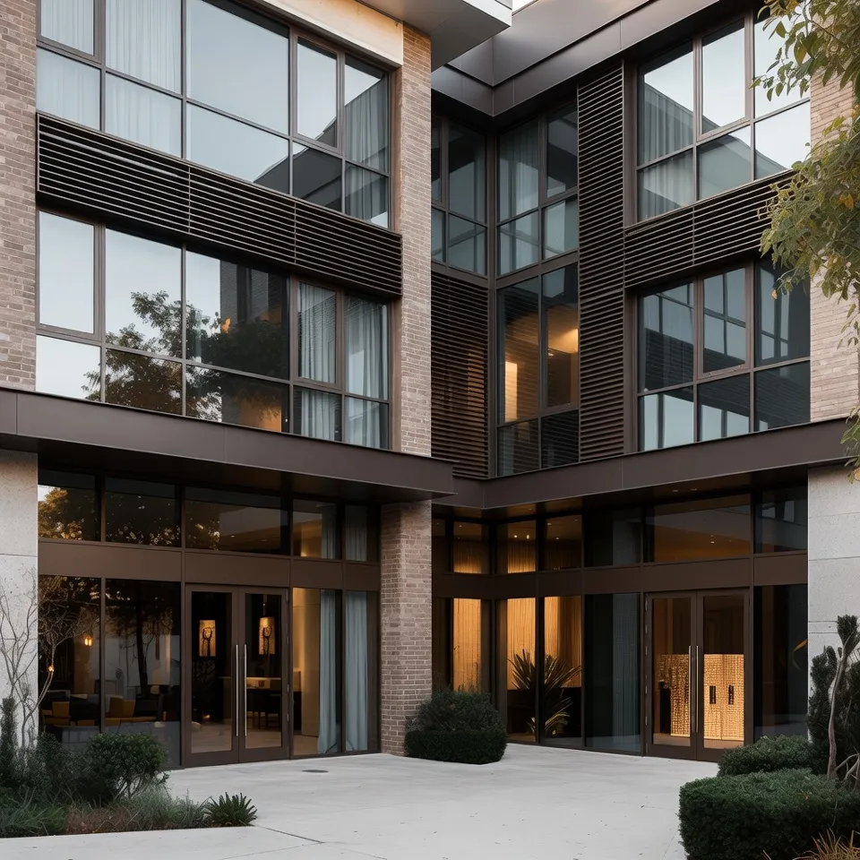 Diagram showing how aluminium concertina doors fold and slide along their track system.